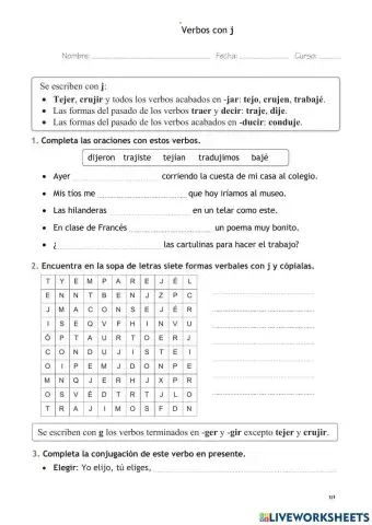 Verbos con j