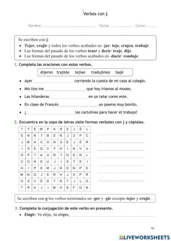 Verbos con j