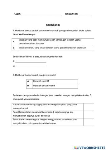 PENYELESAIAN MASALAH INVENTIF (Bahagian B)