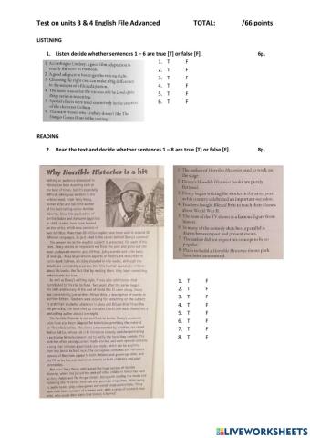 English File Advanced units 3 & 4