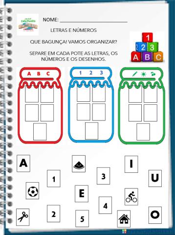 Letras, números e símbolos