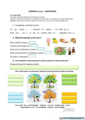 Scrierea cu â și î