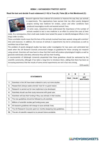 Τραπεζα Θεματων Α' λυκειου-11722-animal rights