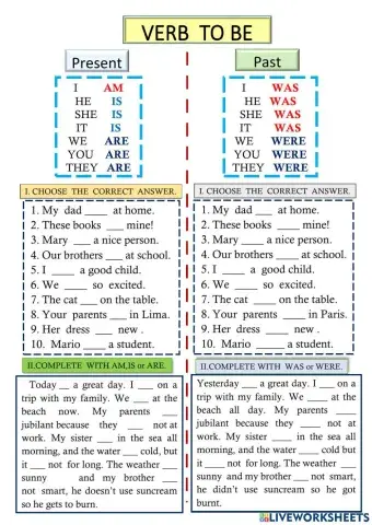 Present to Be Vs  past  to Be