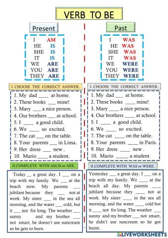 Present to Be Vs  past  to Be