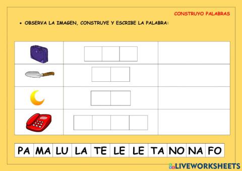 Observa, construye y escribe la palabra-4