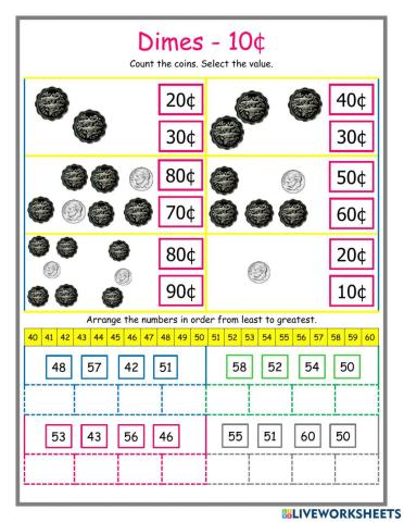 Dimes and Number Order 50-60 DJ