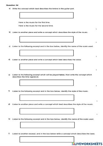 Higher Music Practise Question 3D