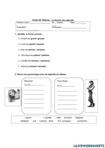 Le féminin des adjectifs