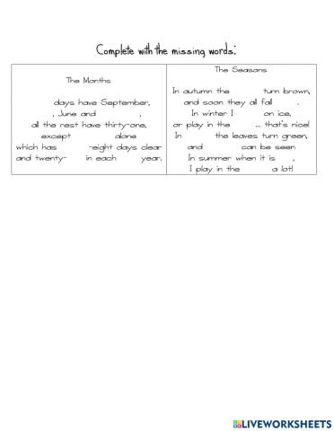 Poems - Complete with the right word