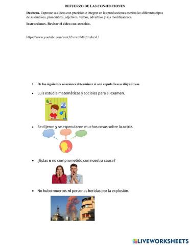 Conjunciones disyuntivas y copulativas