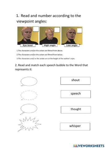 Types of angles and speech bubbles in comics