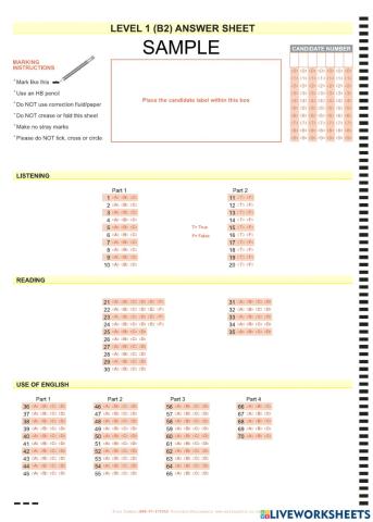 ESB B2 Answer Sheet