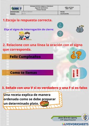 Interparcial de Lengua y Literatura