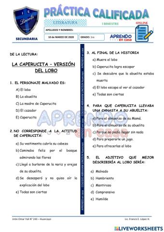 Caperucita - Versión del lobo