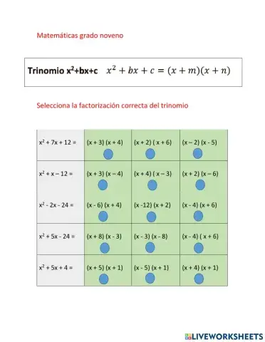 factorizacion de trinomios