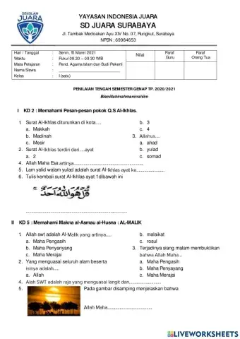 Pts pai semesete genap tp 2020-2021 sd juara surabaya