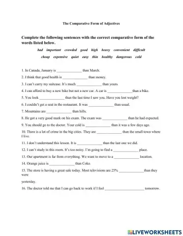 The comparative and the superlative form of the adjectives