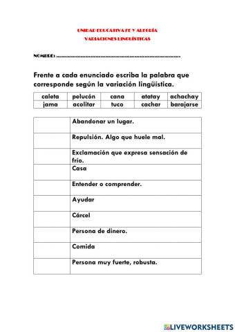 Variaciones linguísticas