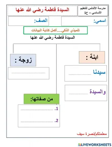السيدة فاطمة رضي الله عنها