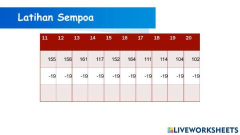 Latihan mentalmatika 2 sempoa 1st