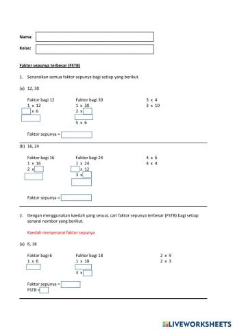 Faktor Sepunya Terbesar
