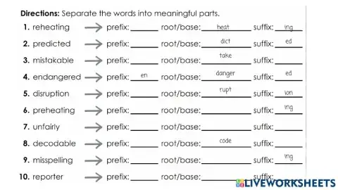 Prefixes and Suffixes