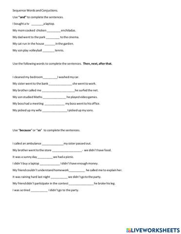 Sequence words then, but , so