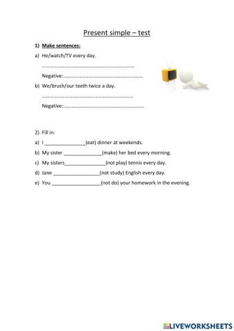 Present simple test pos.neg