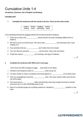 Focus 4 Cumulative test 1-4