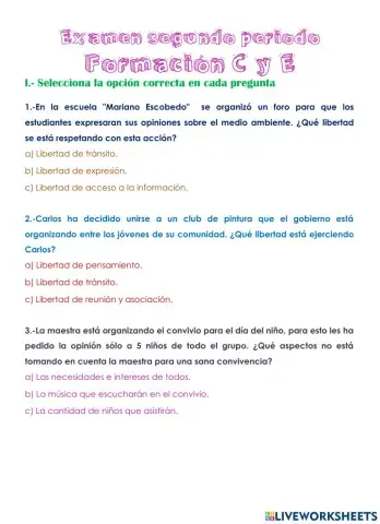 Examen Formación C y E