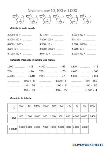 DIVIDERE per 10-100-1000