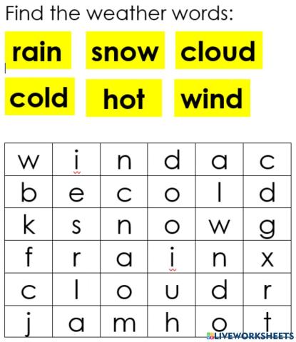 Weather Word Search
