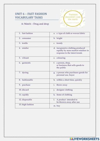 Unit 6 - fast fashion