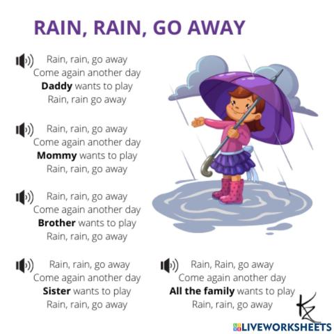 Rain, rain go away - SAY A RHYME
