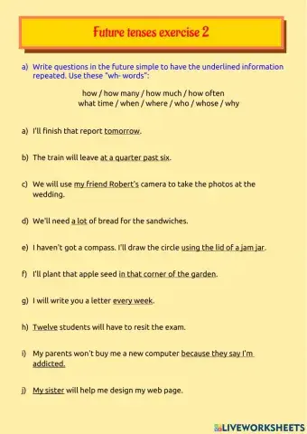 Future tenses exercise 2