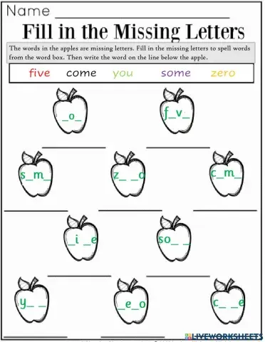 Apples missing letters