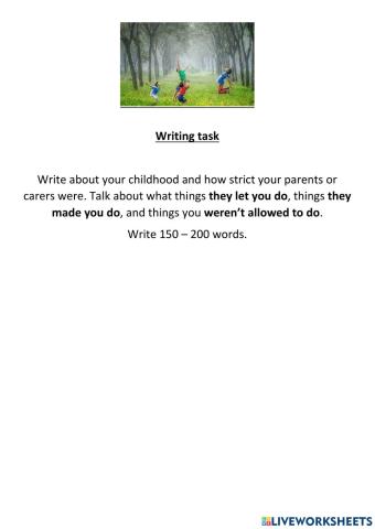 Writing task - childhood