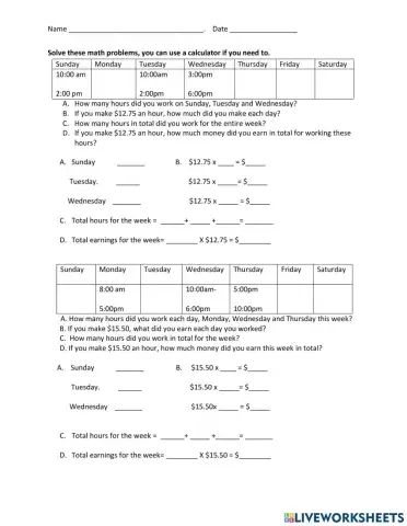 Hours and hourly wages