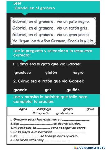 Lectura comprensiva gr-gl