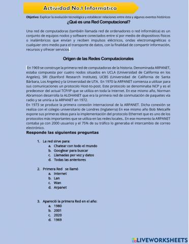 Origen de la redes computacionales