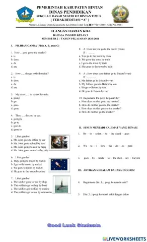 Ulangan harian bhs.inggris KD 6 kls 3 (11-03-2021)