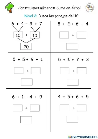 Sumas en árbol. oaoa