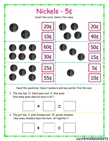 Nickels - Word Problems 1 DJ