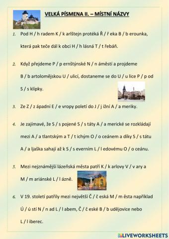 Velká písmena - místní názvy