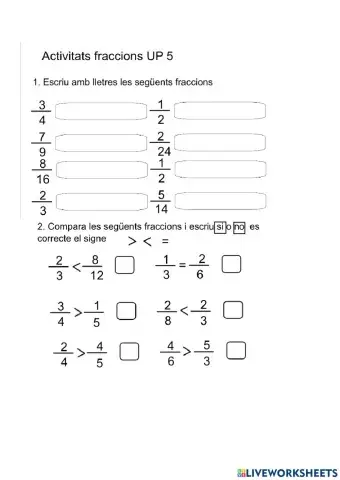 Fraccions, activitats diverses