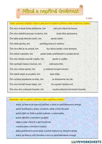 Přímá a nepřímá úměrnost - 3.část