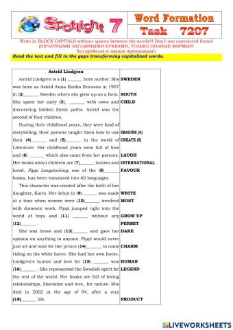 Spotlight 7 Task 7207