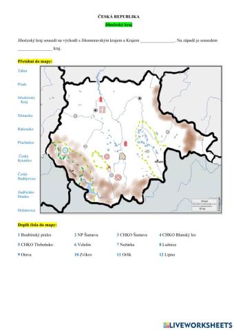 ČR-kraje-3.Jihočeský, mapa