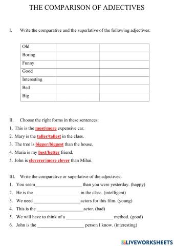 The Comparison of Adjectives
